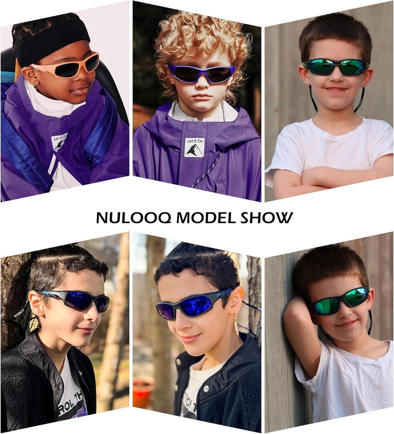 NULOOQ Kids Baseball Polarized Sunglasses – Unbreakable Flexible Youth Sports Sunglasses for Boys Girls Age 4-12 - Image 2